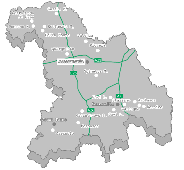 Mappa agriturismi provincia di Alessandria